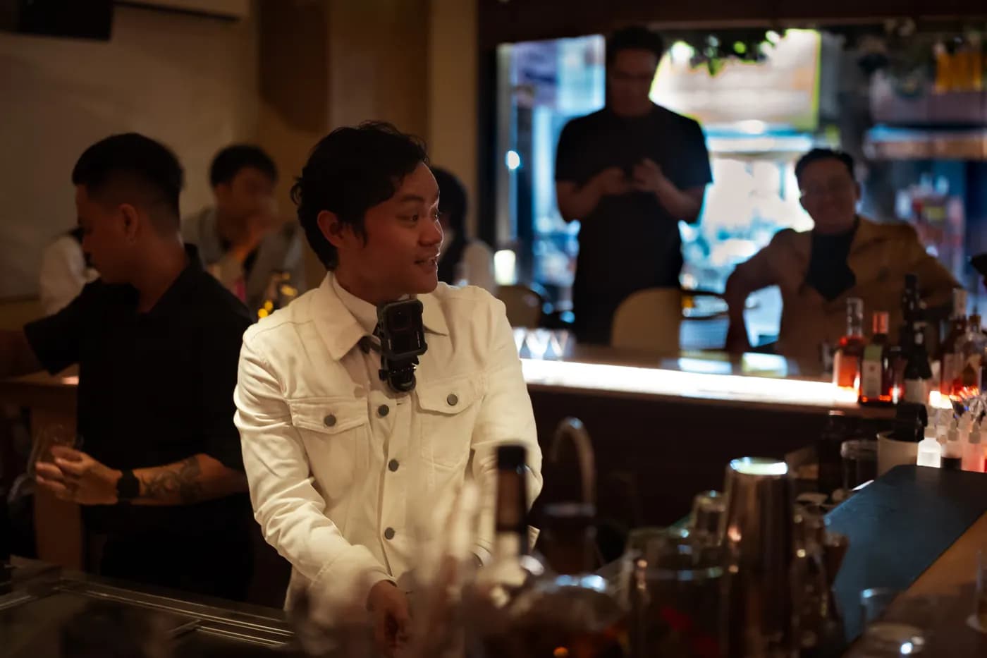 Bartender at the bar