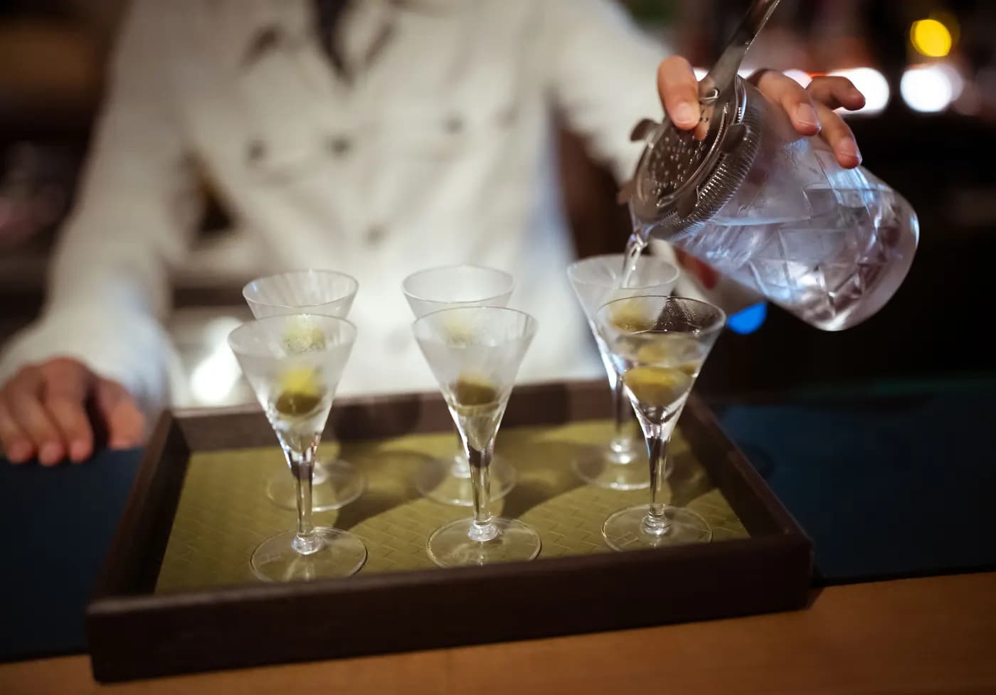 Pouring martinis